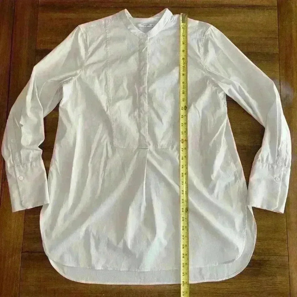 M.M. Lafleur Collarless 1/2 Button Up Tunic Long Sleeve Mandarin Collar - Picture 8 of 13